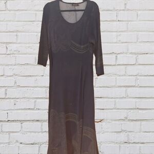 Reborn Black Long Sleeve Dress with Subtle Pattern